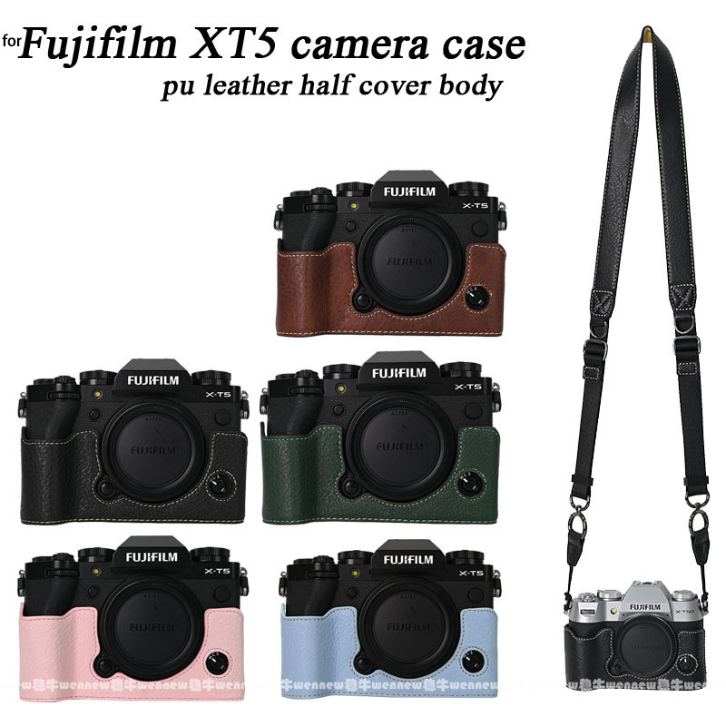 Fujifilm Camera X-T5 - XT5 เคสหนัง PU สำหรับกล้องฟูจิฟิล์ม XT5 กระเป๋ากล้องแบบครึ่งตัว